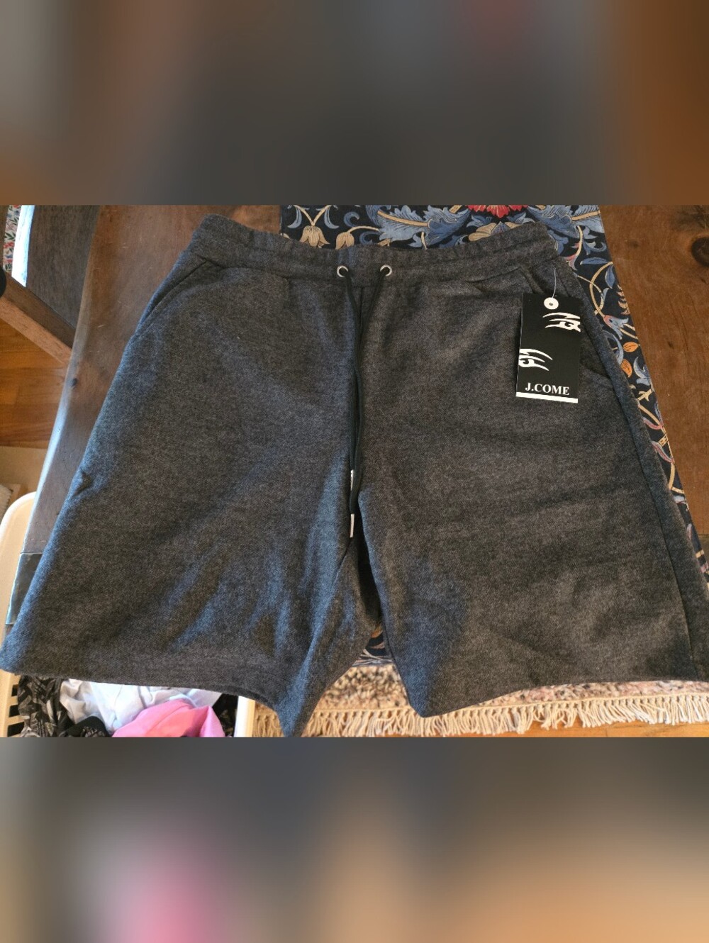 J.Come Men's Charcoal Gray Drawstring Shorts